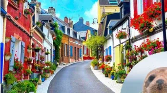 Rue Bordée de maison colorée de Saint Valery sur Somme